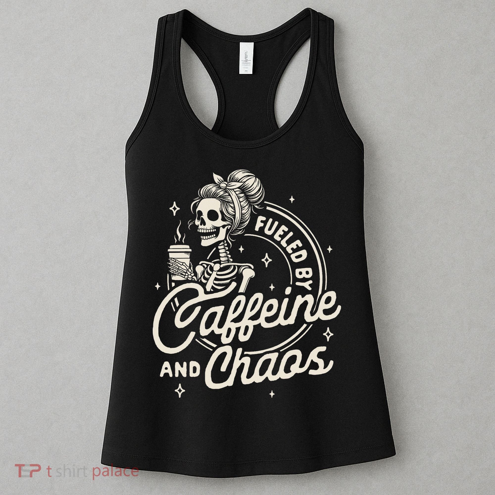 Mom Life Coffee Lover Motherhood Fueled By Caffeine & Chaos Women's Tank Top