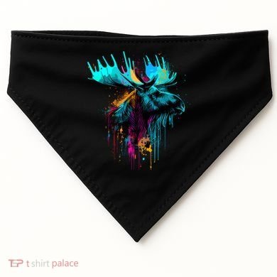 Moose Lovers Colorful Pop Art Beautiful Moose USA-Made Doggie Bandana