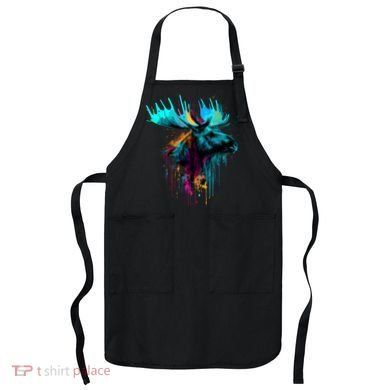 Moose Lovers Colorful Pop Art Beautiful Moose Apron