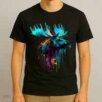 Moose Lovers Colorful Pop Art Beautiful Moose T-Shirt thumb 3
