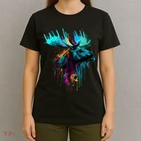 Moose Lovers Colorful Pop Art Beautiful Moose T-Shirt thumb 4