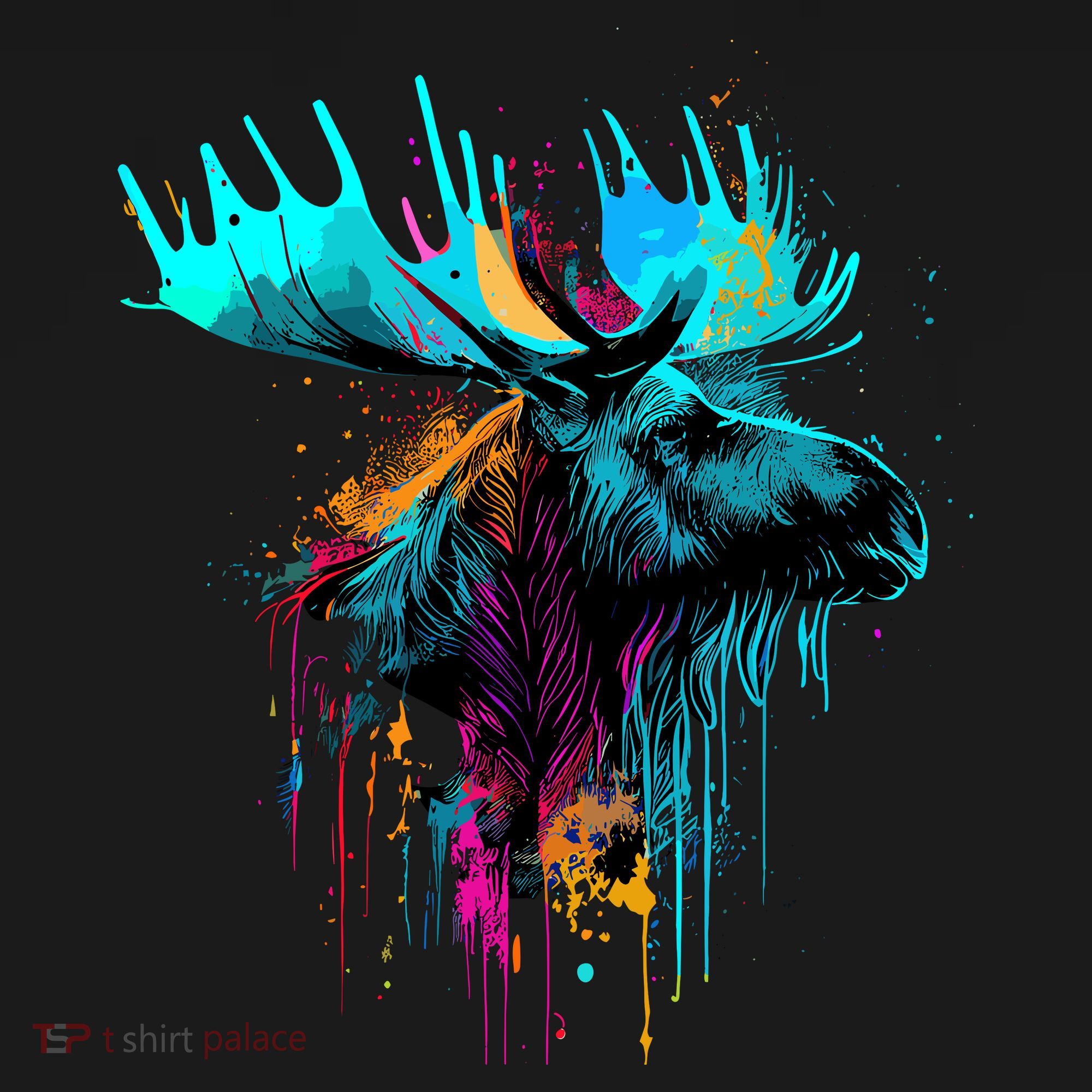Moose Lovers Colorful Pop Art Beautiful Moose T-Shirt