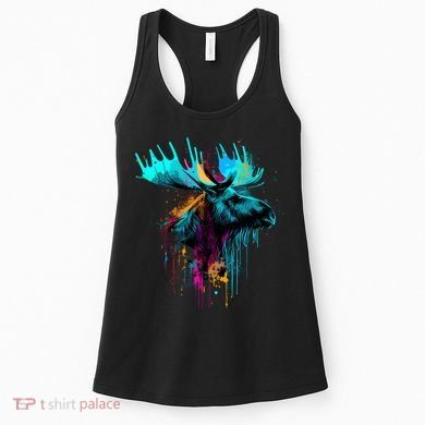 Moose Lovers Colorful Pop Art Beautiful Moose Women's Tank Top