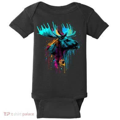 Moose Lovers Colorful Pop Art Beautiful Moose Baby Bodysuit
