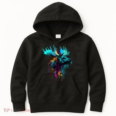 Moose Lovers Colorful Pop Art Beautiful Moose Kids Hoodie