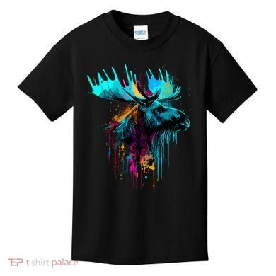 Moose Lovers Colorful Pop Art Beautiful Moose Kids T-Shirt