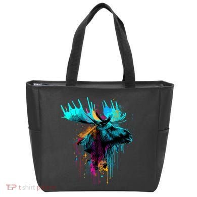 Moose Lovers Colorful Pop Art Beautiful Moose Tote Bag