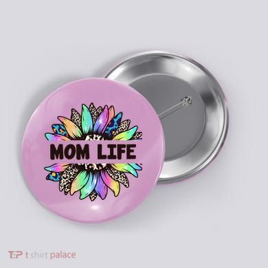 Mom Life Colorful Sunflower Button