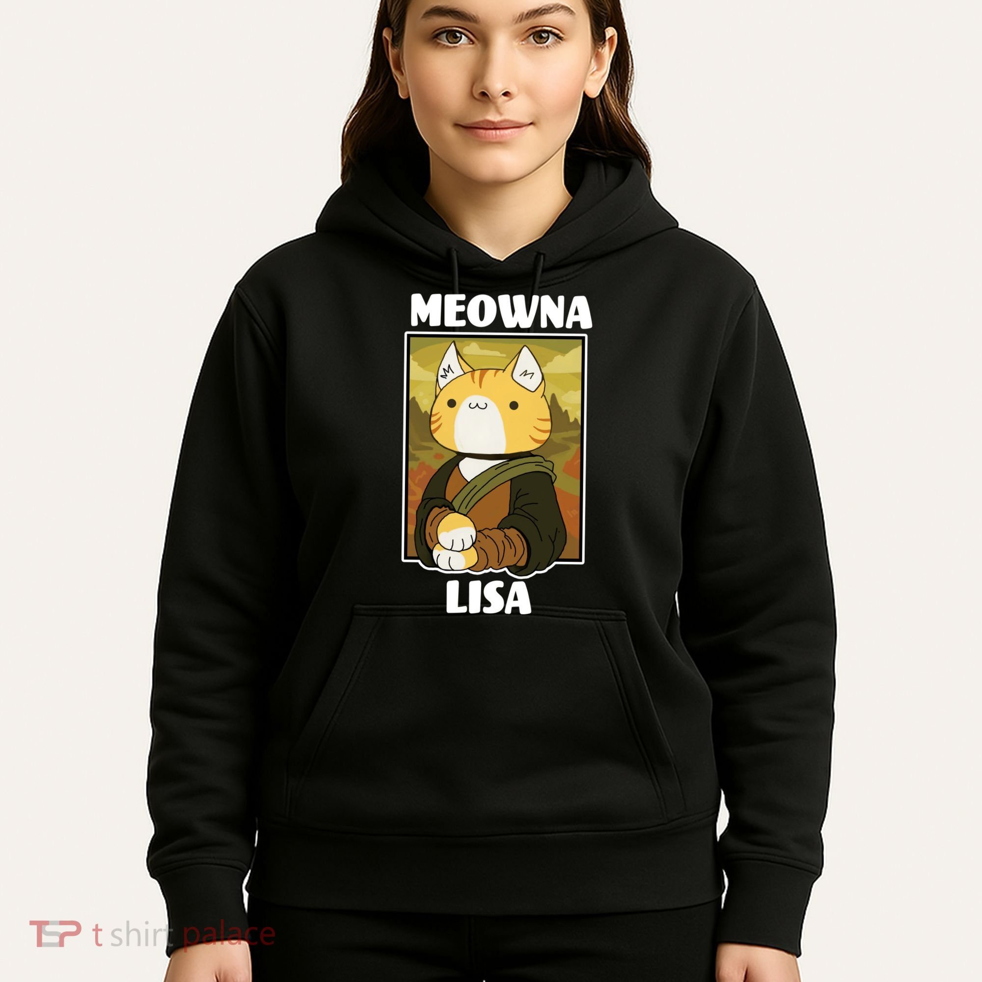 Meowna Lisa Cat Portrait Hoodie
