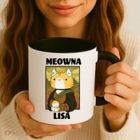 Meowna Lisa Cat Portrait Coffee Mug thumb 3