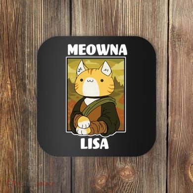 Meowna Lisa Cat Portrait Coaster