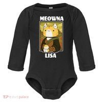 Meowna Lisa Cat Portrait Baby Long Sleeve Bodysuit thumb 0