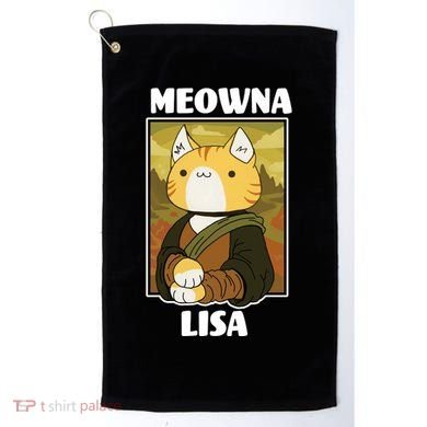 Meowna Lisa Cat Portrait Golf Towel