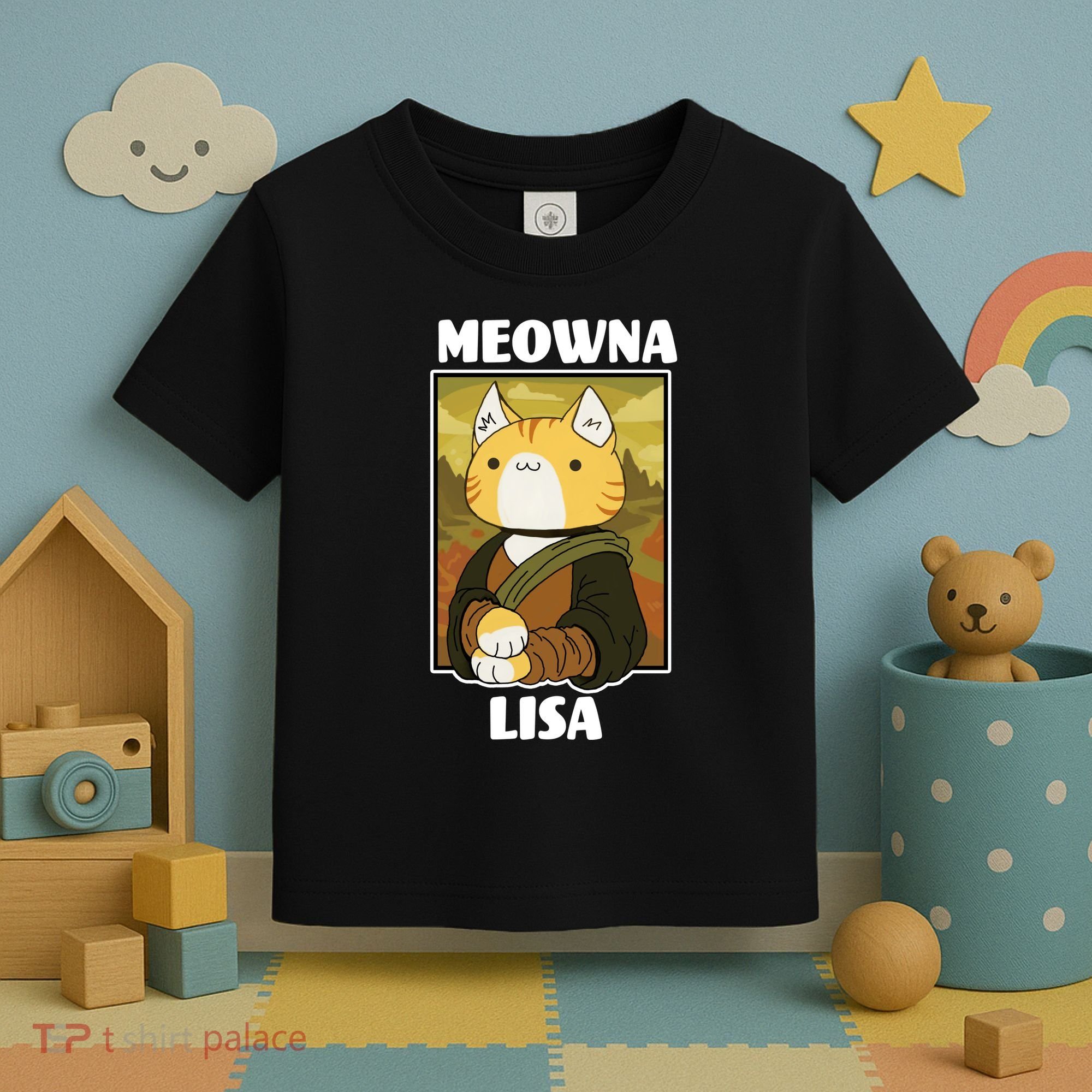 Meowna Lisa Cat Portrait Toddler T-Shirt