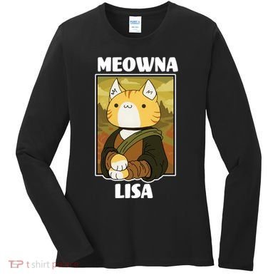 Meowna Lisa Cat Portrait Women's Long Sleeve Shirt