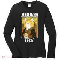 Meowna Lisa Cat Portrait Women's Long Sleeve Shirt thumb 0