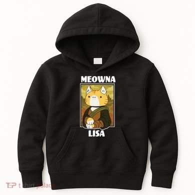 Meowna Lisa Cat Portrait Kids Hoodie
