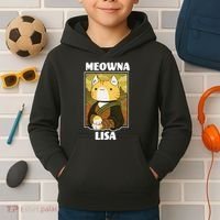 Meowna Lisa Cat Portrait Kids Hoodie thumb 2