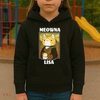 Meowna Lisa Cat Portrait Kids Hoodie thumb 3