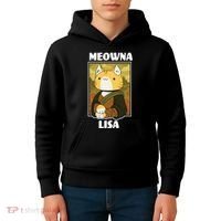 Meowna Lisa Cat Portrait Kids Hoodie thumb 4