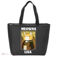 Meowna Lisa Cat Portrait Tote Bag thumb 0
