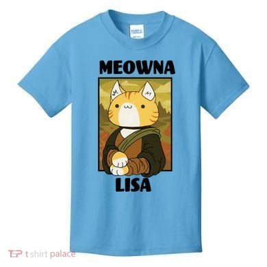 Meowna Lisa Cat Portrait Kids T-Shirt