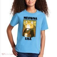 Meowna Lisa Cat Portrait Kids T-Shirt thumb 2