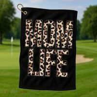 Mom Life Cheetah Print Cute Mother's Day Gift Golf Towel thumb 1