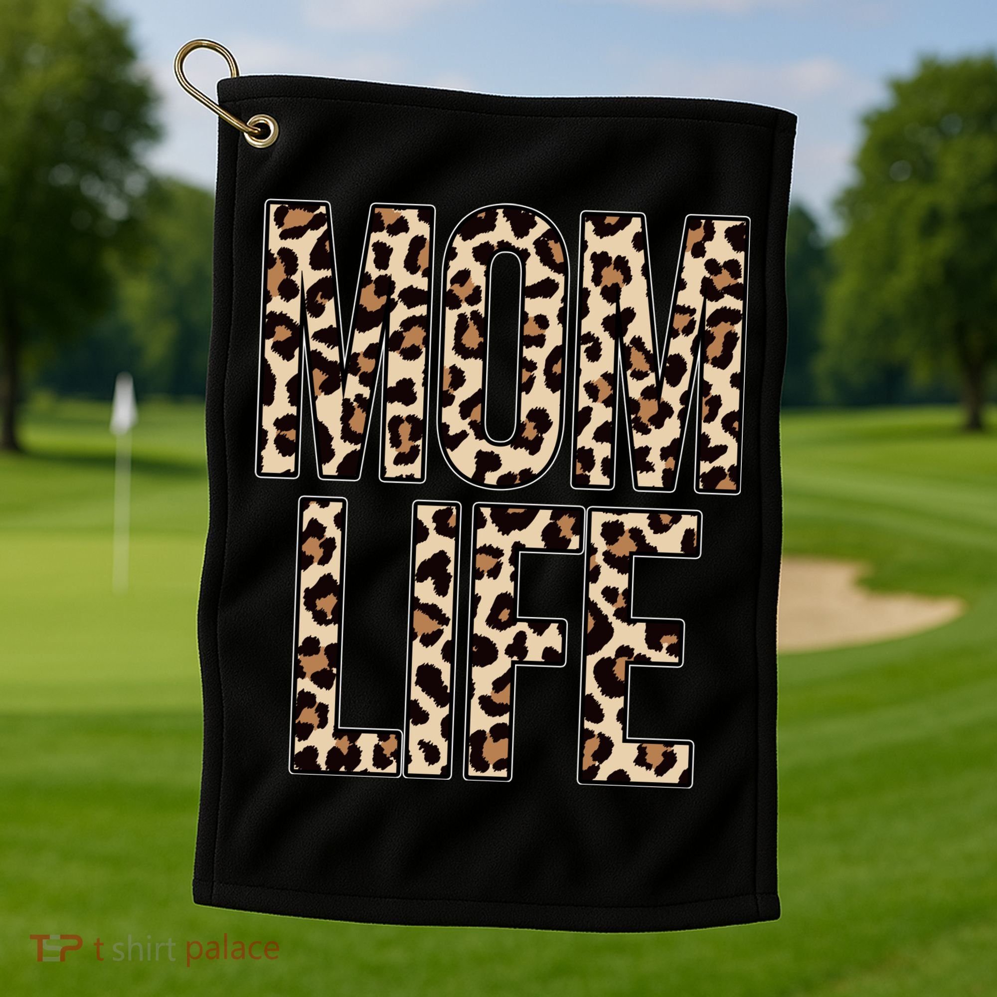 Mom Life Cheetah Print Cute Mother's Day Gift Golf Towel