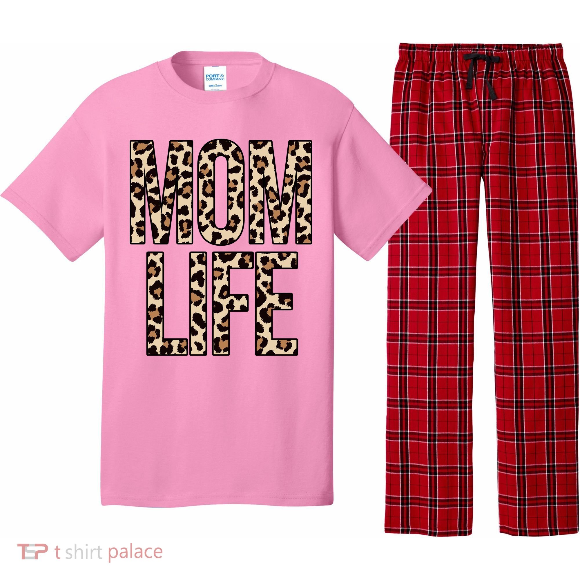 Mom Life Cheetah Print Cute Mother's Day Gift Pajama Set