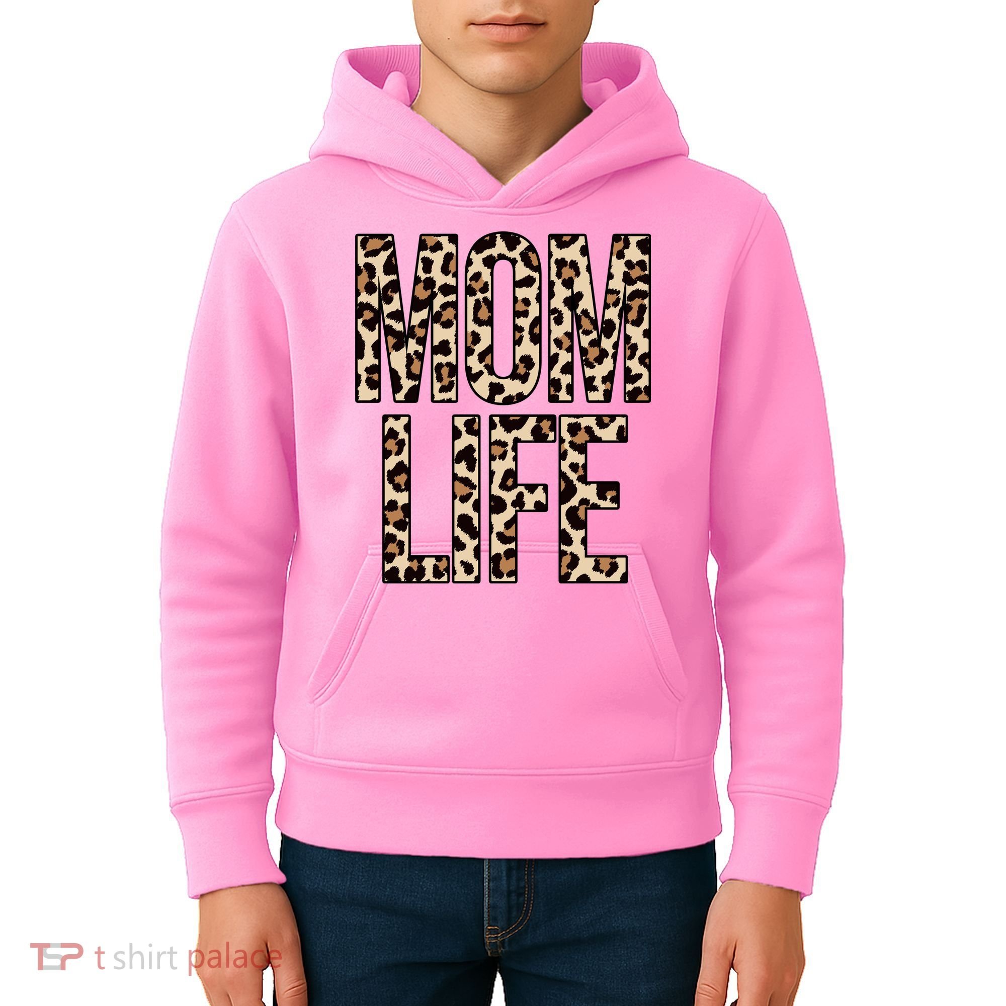 Mom Life Cheetah Print Cute Mother's Day Gift Kids Hoodie