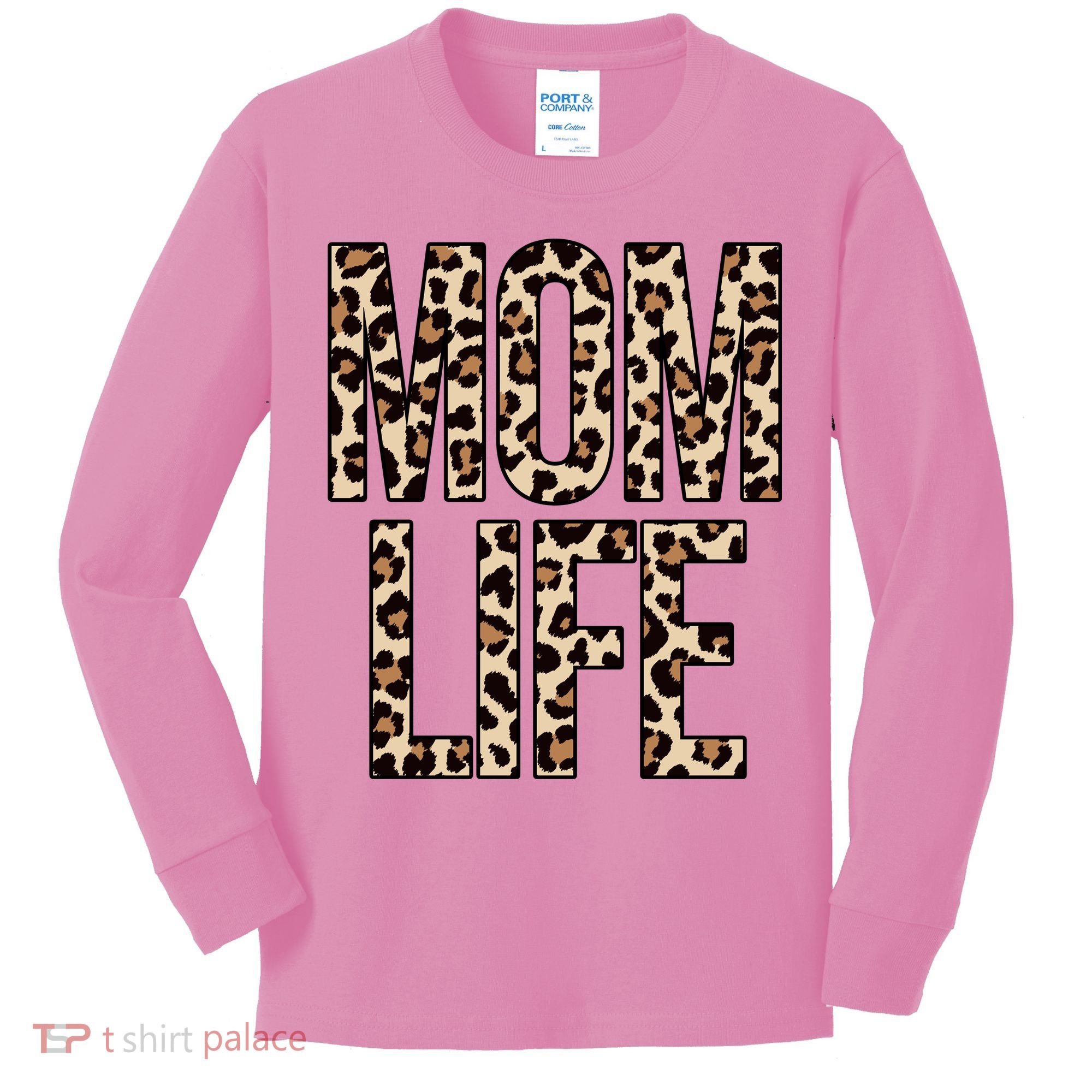 Mom Life Cheetah Print Cute Mother's Day Gift Kids Long Sleeve Shirt