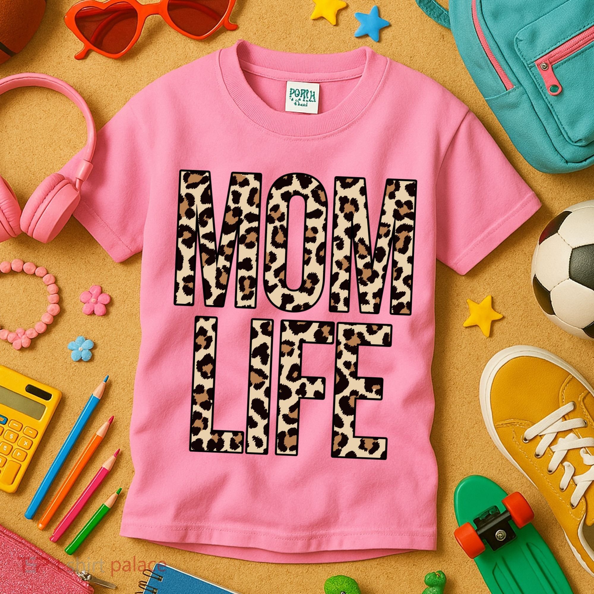 Mom Life Cheetah Print Cute Mother's Day Gift Kids T-Shirt