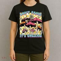 Mushroom Lover Dont Panic Its Organic Psychedelic Groovy T-Shirt thumb 4
