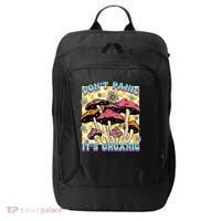 Mushroom Lover Dont Panic Its Organic Psychedelic Groovy City Backpack thumb 0