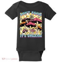 Mushroom Lover Dont Panic Its Organic Psychedelic Groovy Baby Bodysuit thumb 0