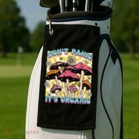 Mushroom Lover Dont Panic Its Organic Psychedelic Groovy Golf Towel thumb 2