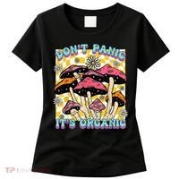 Mushroom Lover Dont Panic Its Organic Psychedelic Groovy Women's T-Shirt thumb 0