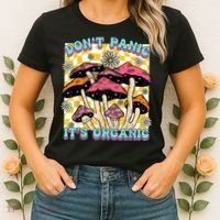 Mushroom Lover Dont Panic Its Organic Psychedelic Groovy Women's T-Shirt thumb 2