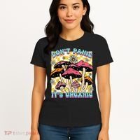 Mushroom Lover Dont Panic Its Organic Psychedelic Groovy Women's T-Shirt thumb 4
