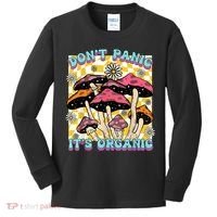 Mushroom Lover Dont Panic Its Organic Psychedelic Groovy Kids Long Sleeve Shirt thumb 0