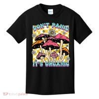 Mushroom Lover Dont Panic Its Organic Psychedelic Groovy Kids T-Shirt thumb 0