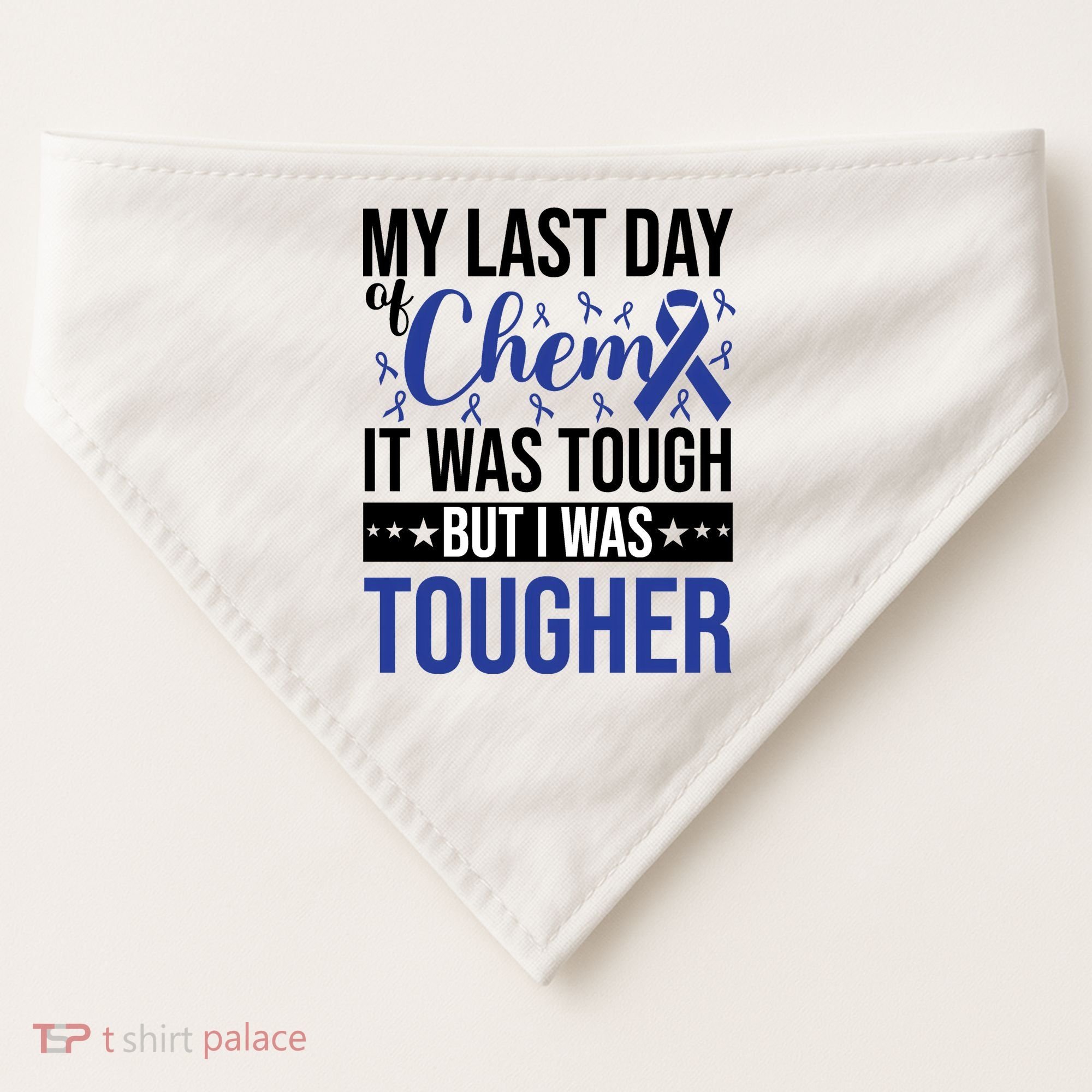 My Last Day Of Chemo Colon_dark Blue_black USA-Made Doggie Bandana
