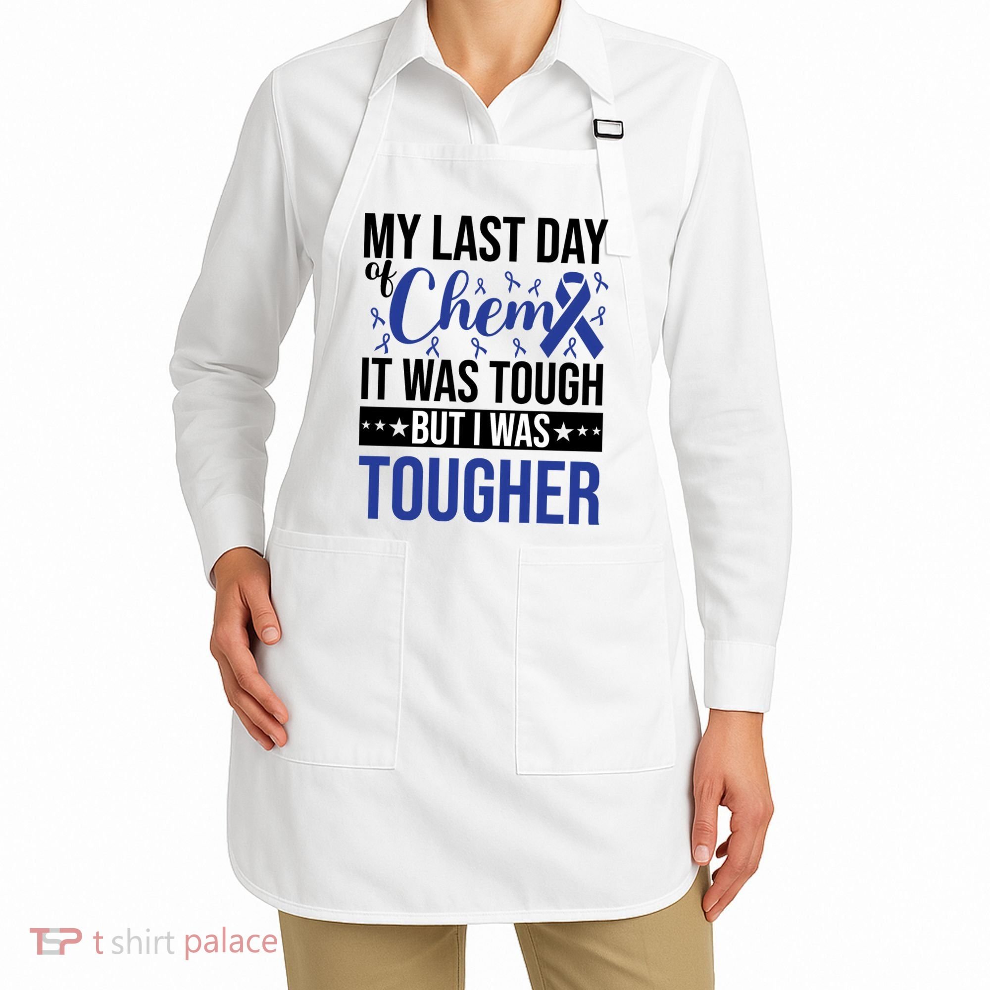My Last Day Of Chemo Colon_dark Blue_black Apron