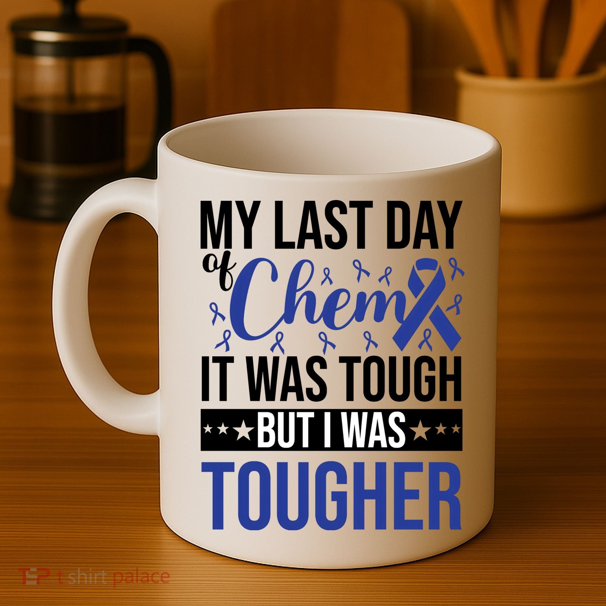 My Last Day Of Chemo Colon_dark Blue_black Coffee Mug