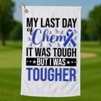My Last Day Of Chemo Colon_dark Blue_black Golf Towel thumb 1