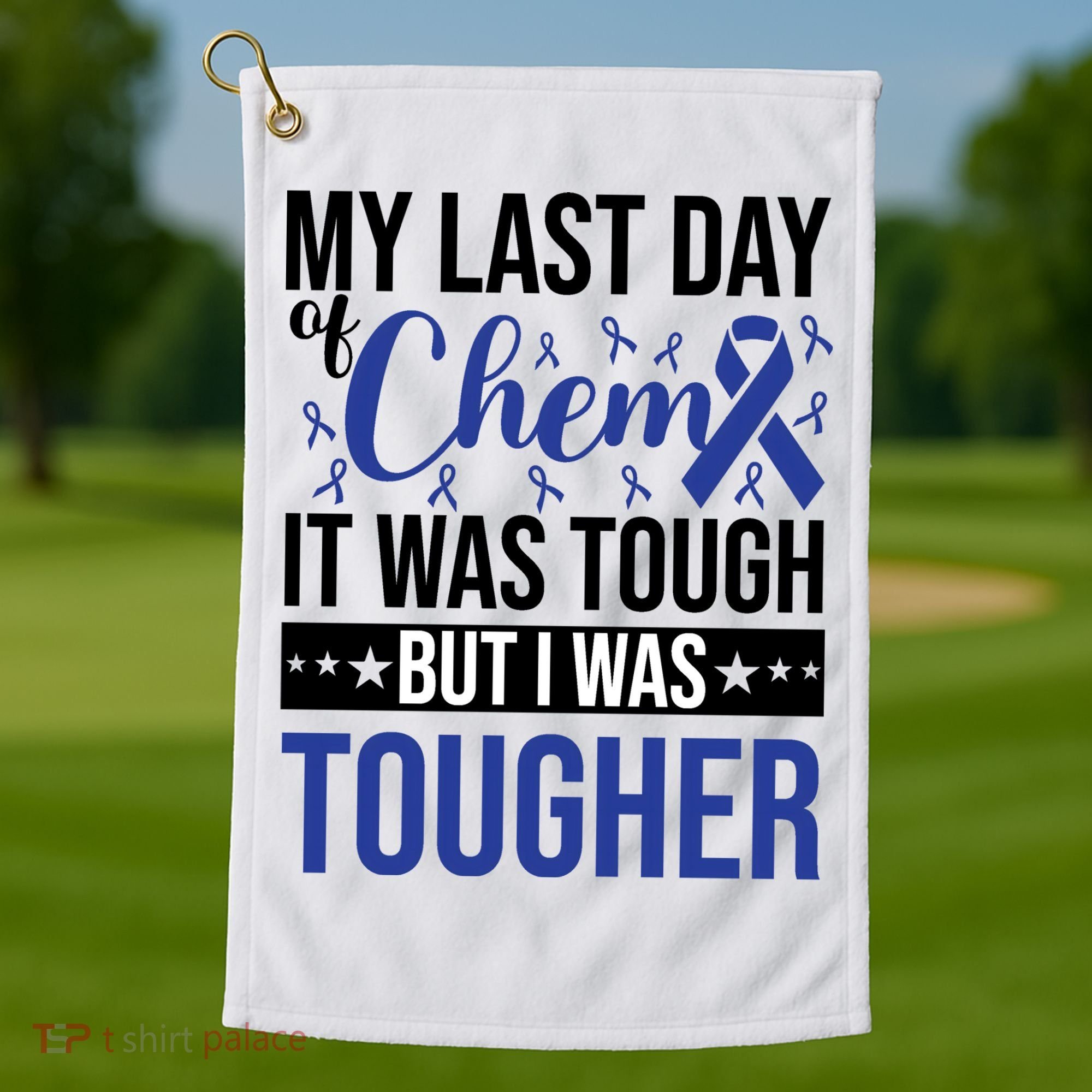 My Last Day Of Chemo Colon_dark Blue_black Golf Towel