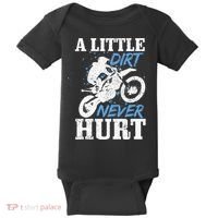 Motocross Little Dirt Never Hurt Dirt Bike MX Racing Biker Baby Bodysuit thumb 0
