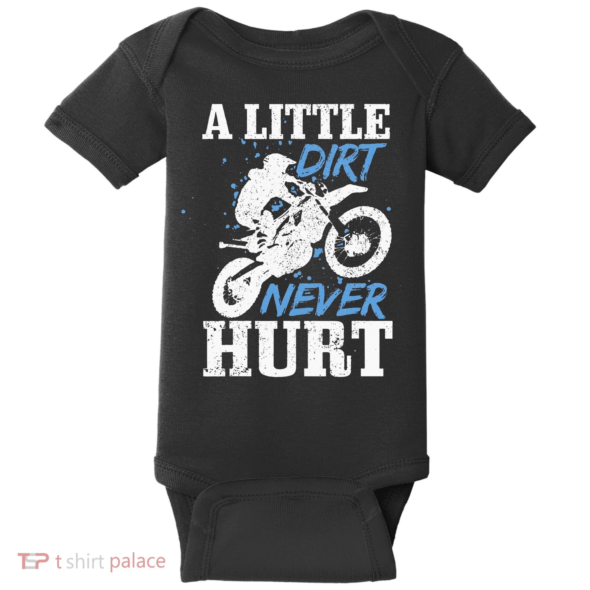 Motocross Little Dirt Never Hurt Dirt Bike MX Racing Biker Baby Bodysuit