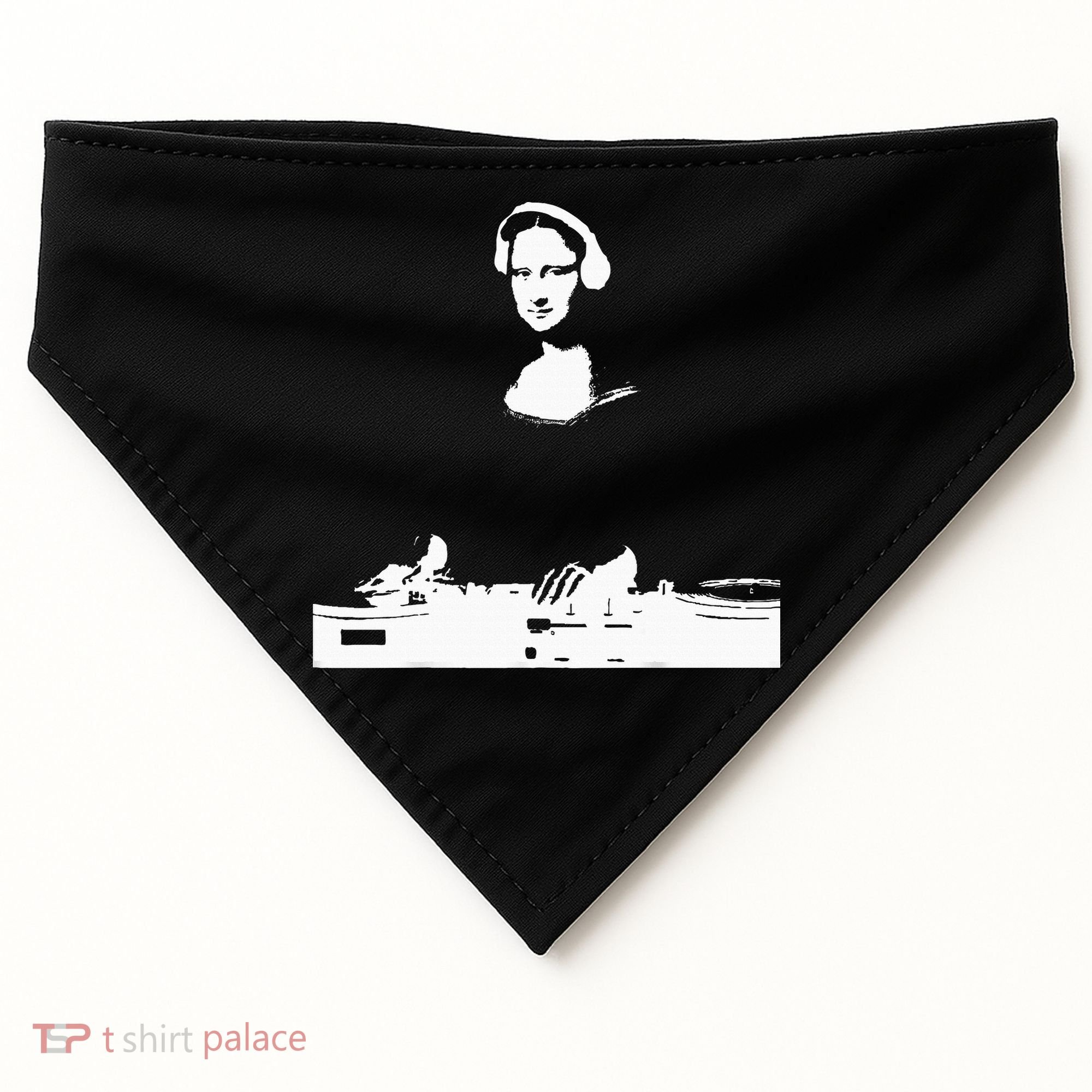 Mona Lisa Dj Art Funny Edm Techno Rave Music USA-Made Doggie Bandana